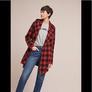 Anthropologie Field Flower Buffalo Plaid  Coat